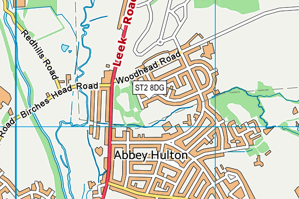 ST2 8DG map - OS VectorMap District (Ordnance Survey)