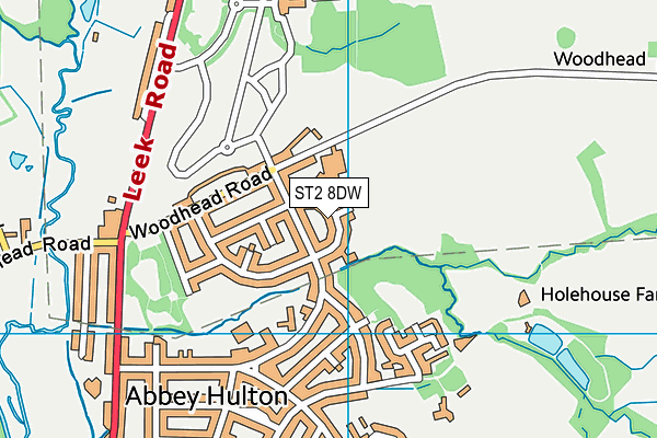 ST2 8DW map - OS VectorMap District (Ordnance Survey)