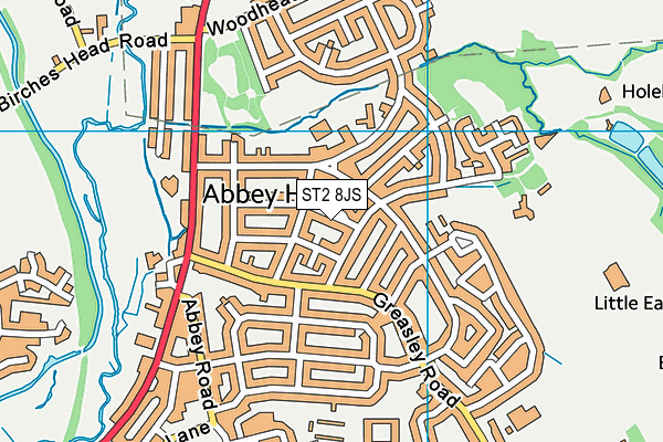 ST2 8JS map - OS VectorMap District (Ordnance Survey)