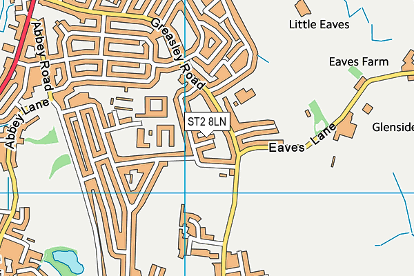 ST2 8LN map - OS VectorMap District (Ordnance Survey)