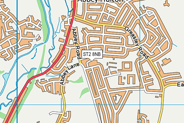 ST2 8NB map - OS VectorMap District (Ordnance Survey)