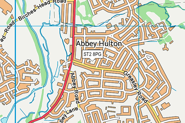 ST2 8PG map - OS VectorMap District (Ordnance Survey)