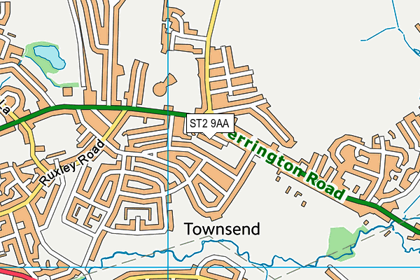 ST2 9AA map - OS VectorMap District (Ordnance Survey)