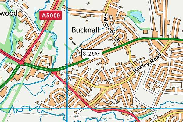 ST2 9AF map - OS VectorMap District (Ordnance Survey)