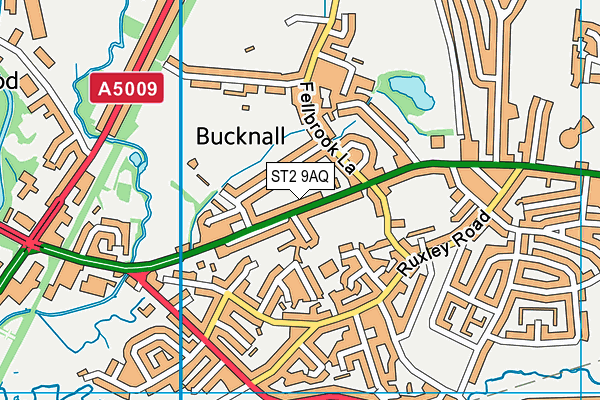 ST2 9AQ map - OS VectorMap District (Ordnance Survey)