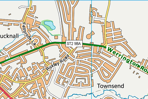 ST2 9BA map - OS VectorMap District (Ordnance Survey)