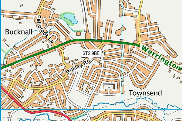 ST2 9BE map - OS VectorMap District (Ordnance Survey)