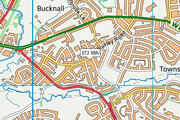 ST2 9BN map - OS VectorMap District (Ordnance Survey)