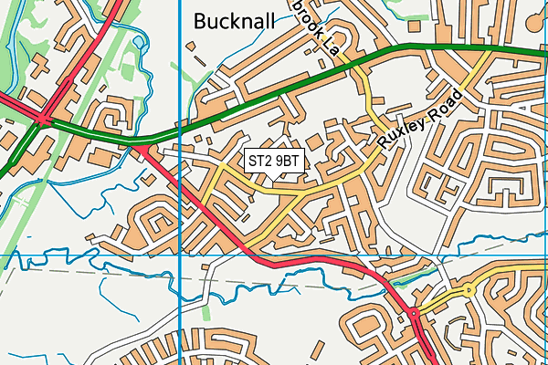 ST2 9BT map - OS VectorMap District (Ordnance Survey)