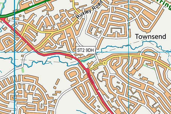 ST2 9DH map - OS VectorMap District (Ordnance Survey)