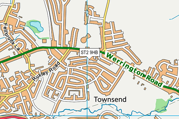 ST2 9HB map - OS VectorMap District (Ordnance Survey)