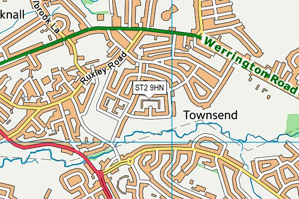 ST2 9HN map - OS VectorMap District (Ordnance Survey)