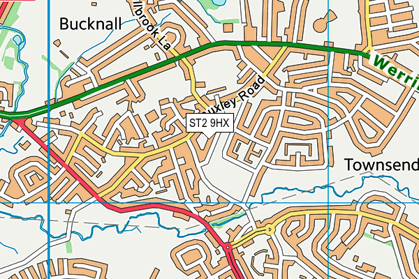 ST2 9HX map - OS VectorMap District (Ordnance Survey)