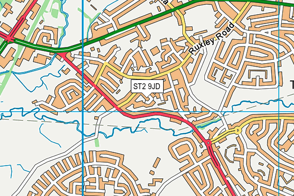 ST2 9JD map - OS VectorMap District (Ordnance Survey)