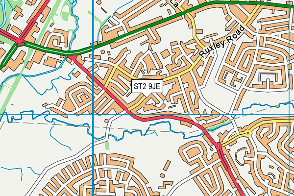 ST2 9JE map - OS VectorMap District (Ordnance Survey)