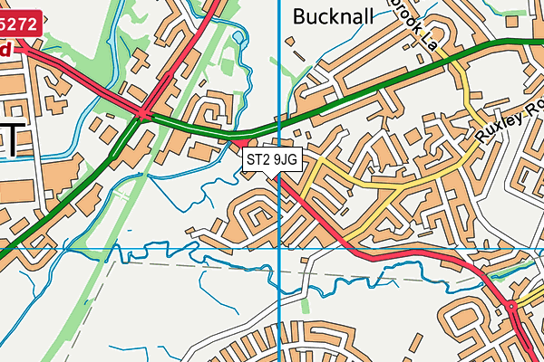 ST2 9JG map - OS VectorMap District (Ordnance Survey)