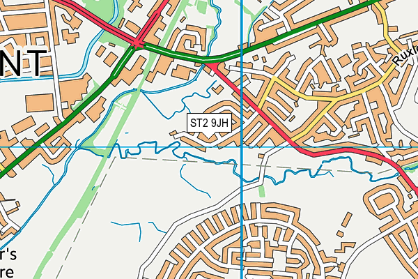 ST2 9JH map - OS VectorMap District (Ordnance Survey)