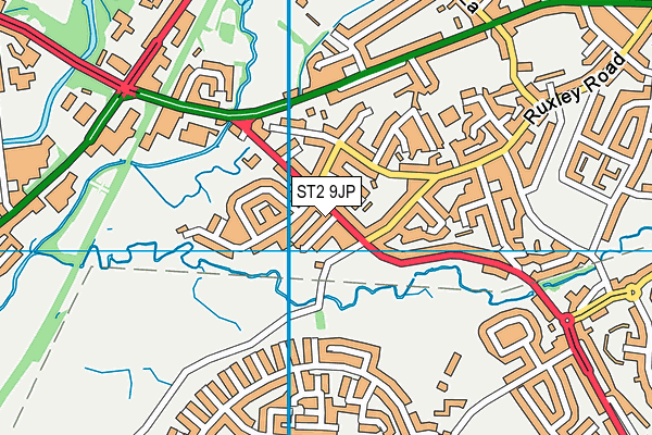 ST2 9JP map - OS VectorMap District (Ordnance Survey)