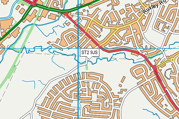 ST2 9JS map - OS VectorMap District (Ordnance Survey)