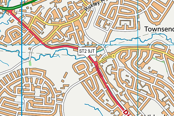 ST2 9JT map - OS VectorMap District (Ordnance Survey)