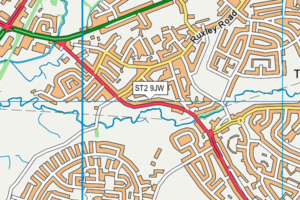 ST2 9JW map - OS VectorMap District (Ordnance Survey)