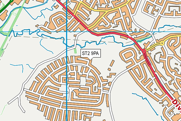 ST2 9PA map - OS VectorMap District (Ordnance Survey)