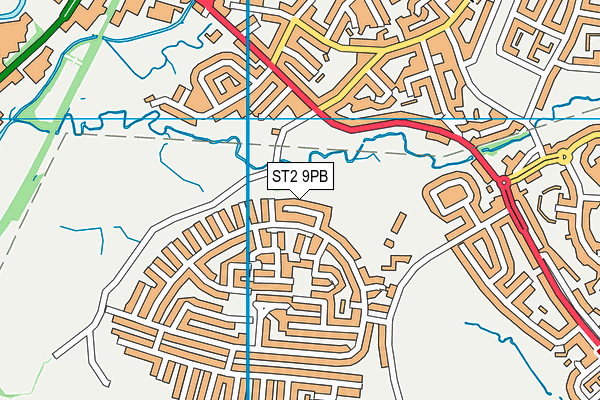 ST2 9PB map - OS VectorMap District (Ordnance Survey)