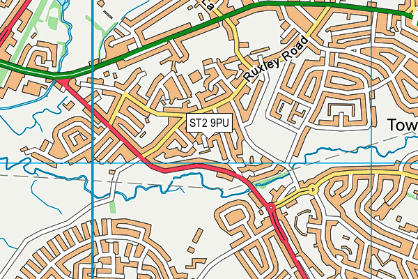 ST2 9PU map - OS VectorMap District (Ordnance Survey)