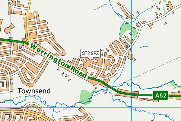 ST2 9PZ map - OS VectorMap District (Ordnance Survey)