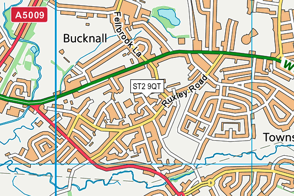 ST2 9QT map - OS VectorMap District (Ordnance Survey)