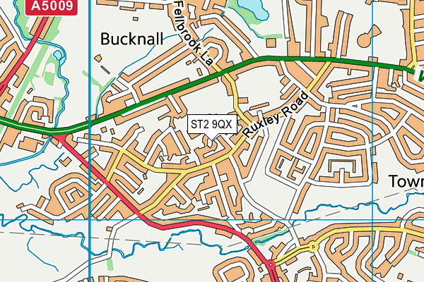 ST2 9QX map - OS VectorMap District (Ordnance Survey)