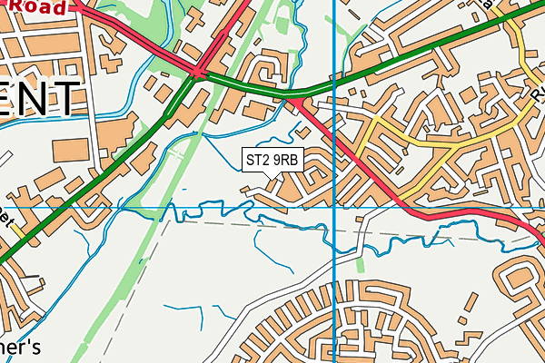 ST2 9RB map - OS VectorMap District (Ordnance Survey)