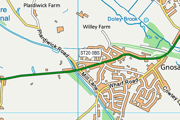 ST20 0BS map - OS VectorMap District (Ordnance Survey)