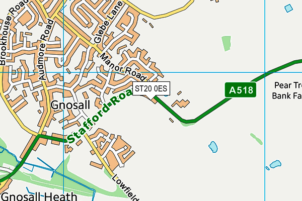 ST20 0ES map - OS VectorMap District (Ordnance Survey)