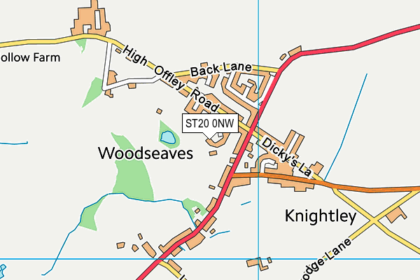 ST20 0NW map - OS VectorMap District (Ordnance Survey)