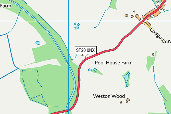 ST20 0NX map - OS VectorMap District (Ordnance Survey)