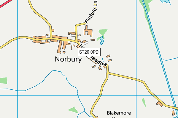 ST20 0PD map - OS VectorMap District (Ordnance Survey)