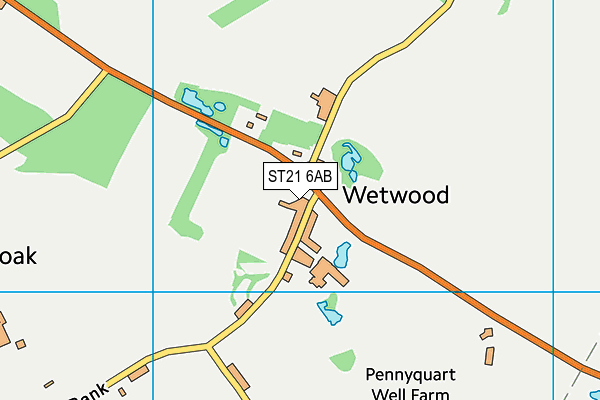 ST21 6AB map - OS VectorMap District (Ordnance Survey)