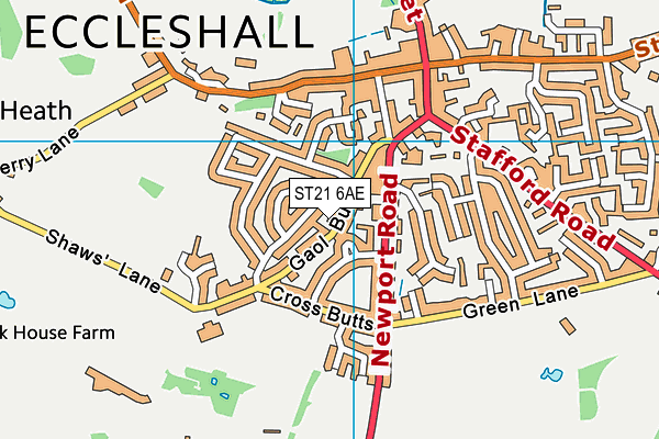 ST21 6AE map - OS VectorMap District (Ordnance Survey)