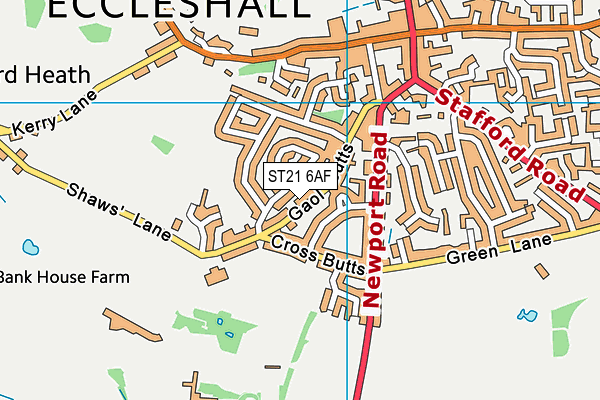 ST21 6AF map - OS VectorMap District (Ordnance Survey)