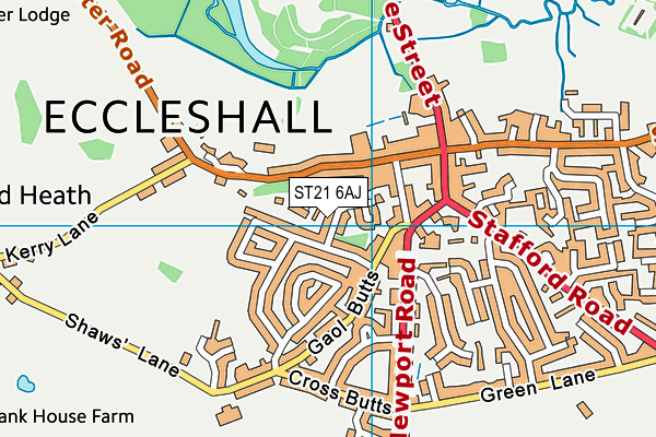 ST21 6AJ map - OS VectorMap District (Ordnance Survey)