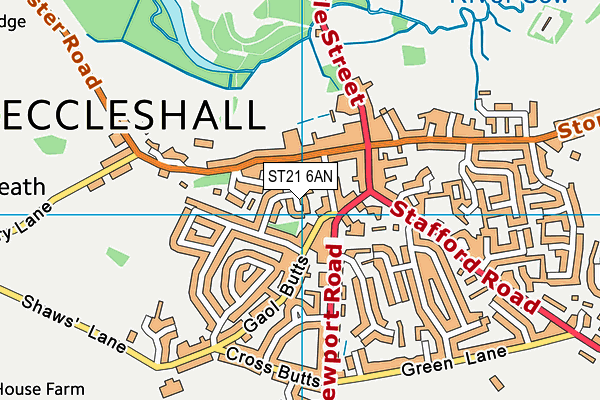 ST21 6AN map - OS VectorMap District (Ordnance Survey)