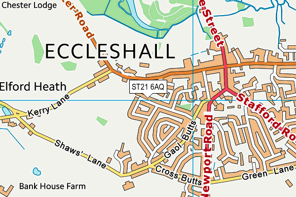 ST21 6AQ map - OS VectorMap District (Ordnance Survey)