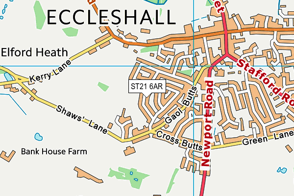 ST21 6AR map - OS VectorMap District (Ordnance Survey)