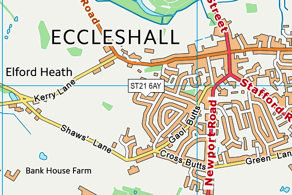 ST21 6AY map - OS VectorMap District (Ordnance Survey)