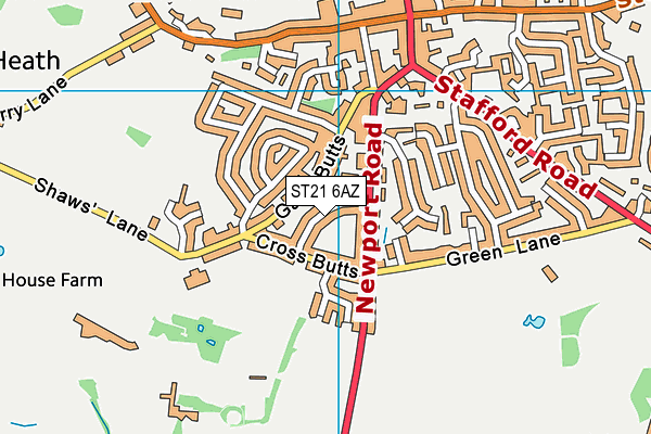 ST21 6AZ map - OS VectorMap District (Ordnance Survey)