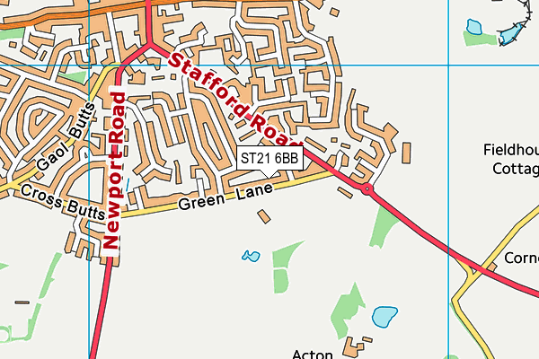 ST21 6BB map - OS VectorMap District (Ordnance Survey)