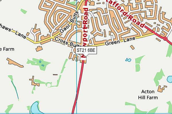 ST21 6BE map - OS VectorMap District (Ordnance Survey)