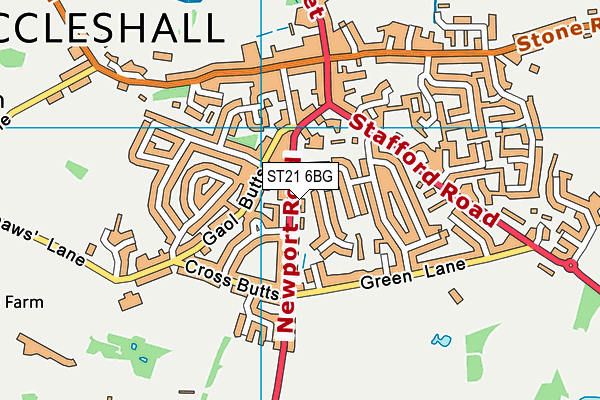 ST21 6BG map - OS VectorMap District (Ordnance Survey)