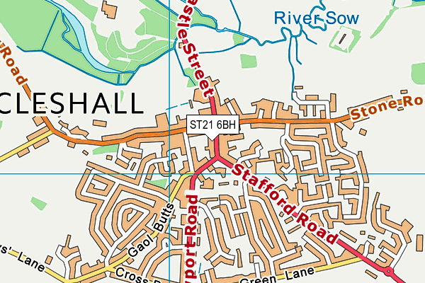 ST21 6BH map - OS VectorMap District (Ordnance Survey)